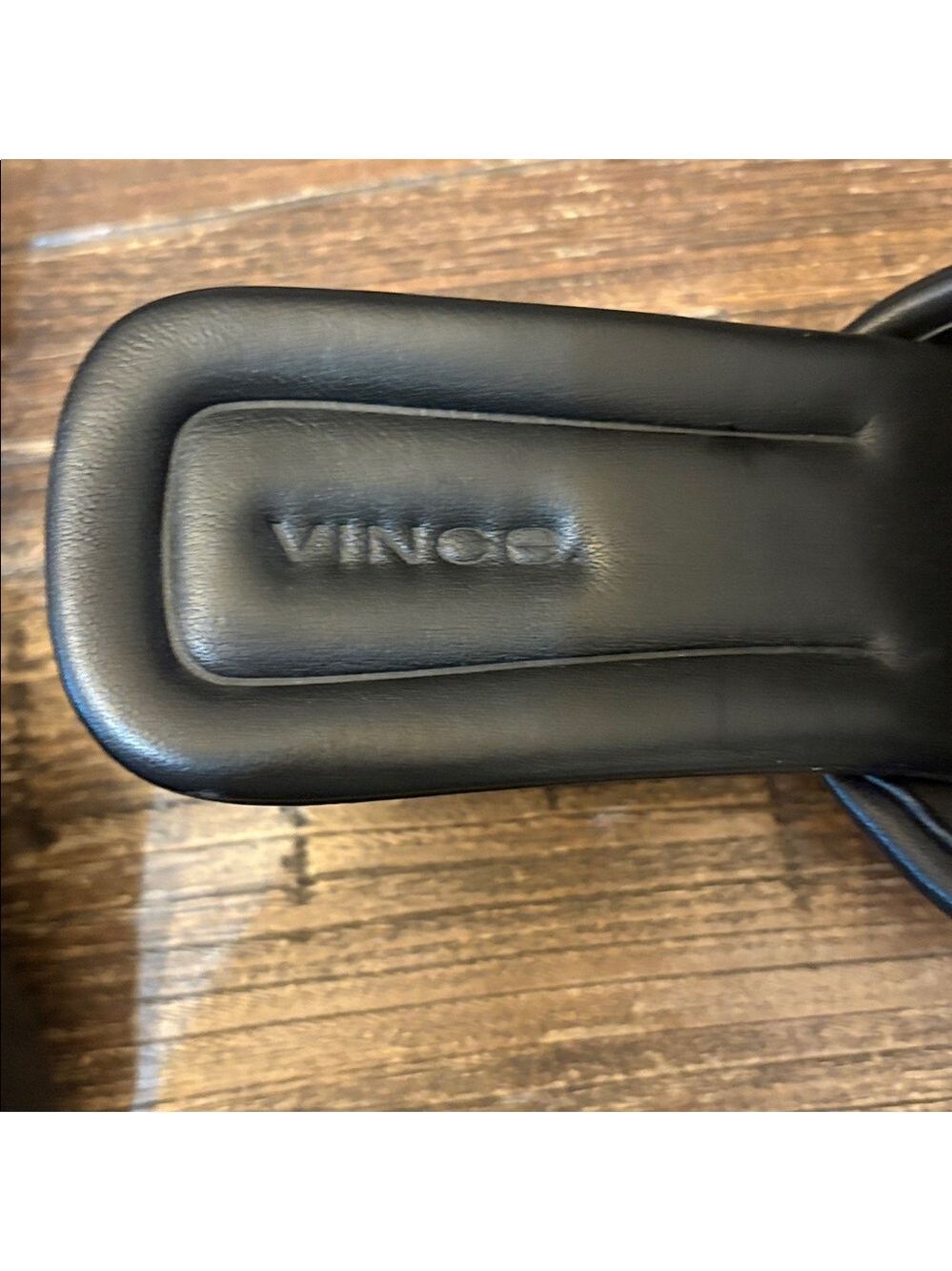 Vince Ceil Quilted Black Leather Slide Sandal Kitten Heel Size 8.5 EUC - Picture 3 of 7